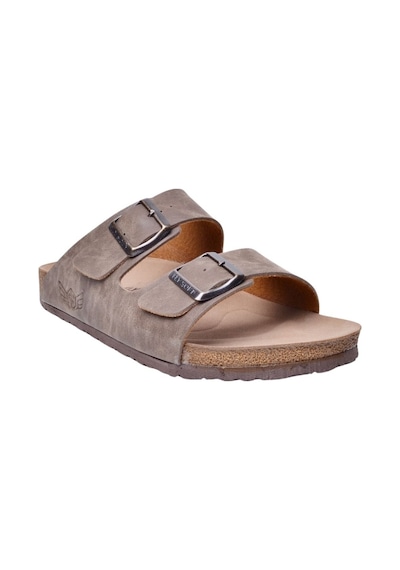 Fly Soft S902.002 Unısex Çift Tokalı Mantar Taban Comfort Terlik Vizon Siyah