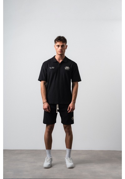 Erkek 242 Nakışlı Regular Fit T-shirt Şort Takım Siyah