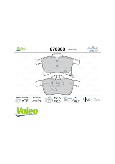 VALEO 670860 ÖN BALATA ASTRA H 04- MERIVA 03- ZAFIRA 05- CORSA