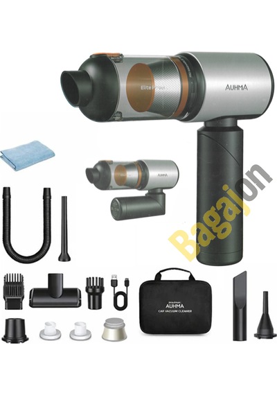 Auhma Ahv-27 Araç Içi Süpürge 20.000pa Güçlü Vakum Ve Üfleme Özelliği 7800mah Batarya Taşınabilir Katlanır Gri