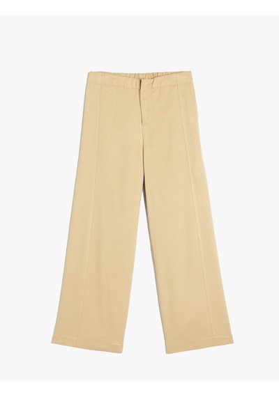 Koton Bol Paça Viskon Kumaş Basic Pantolon Bej 5wkg40090aw Ekru