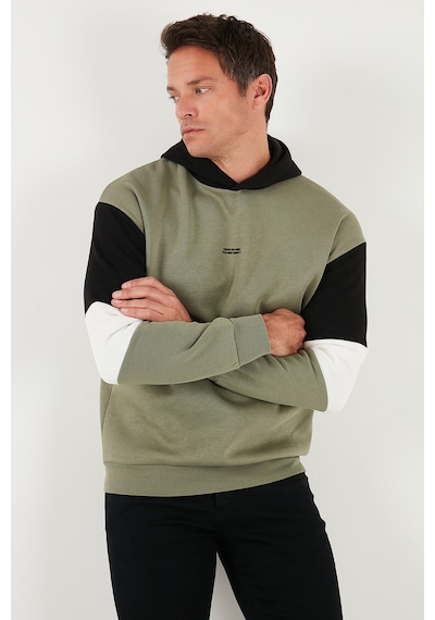 Buratti Pamuklu Relaxed Fit Kapüşonlu Içi Tüylü Yumuşak Şardonlu Erkek Sweat 5905299 Haki
