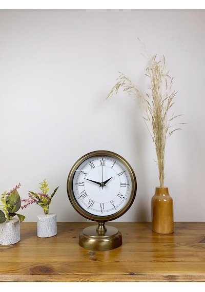 Eskitme Metal Retro Masa Saati 25 20 Cm Renkli