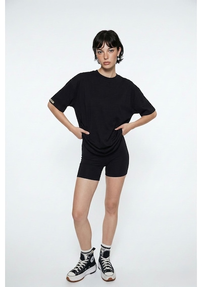 Holly Lolly Pamuklu Unisex Oversize Lure Tshirt Siyah