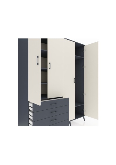 Kronos Gardrop 6 Raflı 4 Çekmeceli Tek Askılı 176x59x221 Antrasit-aytaşı/antrasit Aytaşı/antrasit Kronos Gardrop 6 Raflı 4 Çekmeceli Tek Askılı 176x59x221 Antrasit-aytaşı/antrasit Aytaşı/antrasit