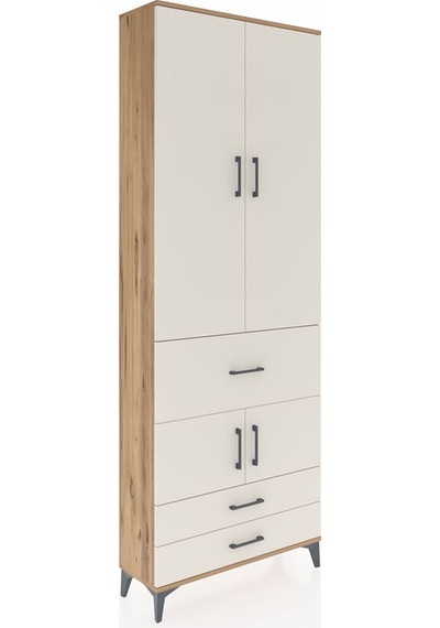 Arges Dolap 5 Raflı 3 Çekmeceli 4 Kapaklı 88x30x243 Çam-aytaşı Çam