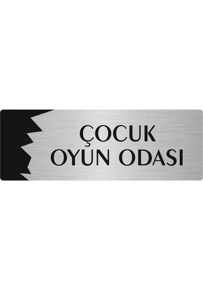 Metal Departman Kapı İsimliği, Yönlendirme Levhası Çocuk Oyun Odası 10x20 Cm Gümüş Renk