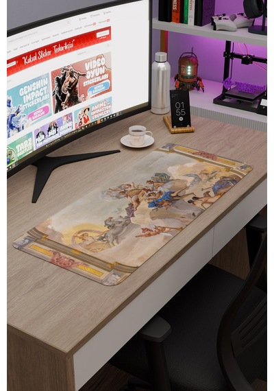 Ortaçağ Sanat Kaymaz Dikişli Kauçuk Oyuncu Mousepad V1 - 70x30 Xl Gaming Mouse Pad Fare Altlığı