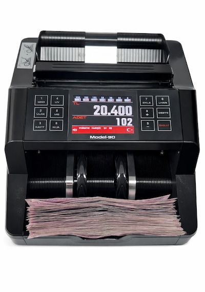 Sesli Karışık Para Sayma Makinesi Mıx 90, Tl Ve Euro Karışık Sayım - Dolar Adet Sayım Müşteri Ekranı