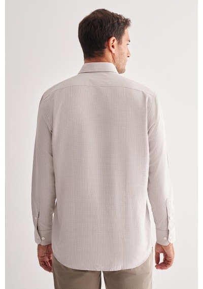 İmza Bej Sert Yaka Uzun Kol Cepli Comfort Fit Classic Gömlek 1004255163 Bej