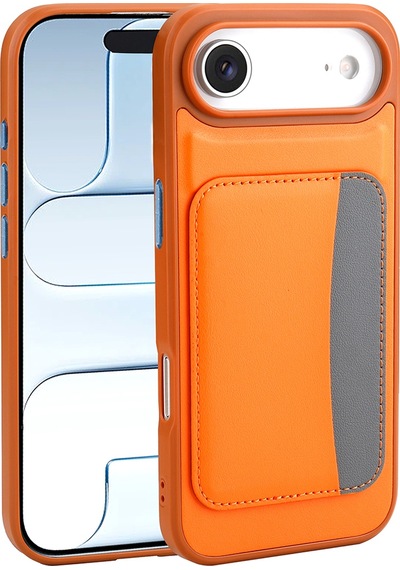 Apple     Uyumlu iPhone 17 Air Kılıf Kartlıklı Zore X-kart Silikon Kapak Turuncu