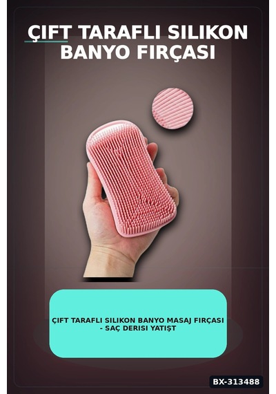 Çift Taraflı Silikon Banyo Masaj Fırçası - Saç Derisi Yatıştırıcı Taraklı 1 Adet Bx-313488 Çok Renkli