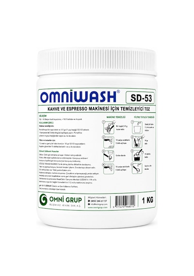 Omniwash Sd-53 Kahve Ve Espresso Makinesi İçin Temizleyici Toz 1 Kg Beyaz