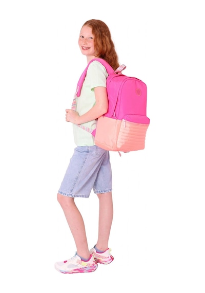 Kaukko Quick Kız Çocuk Üç Bölmeli Pembe Turuncu Kapitone Detaylı Okul Sırt Çantası - K1789 Pembe - Turuncu