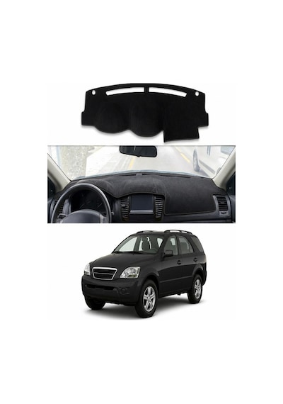 Kia - Sorento 2002-2009 Uyumlu Torpido Koruma Kılıfı - Siyah Şeritli
