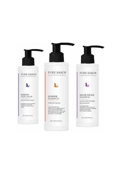 Pure Saach Professional Protein Complex + Silver Şampuan + Keratin Saç Kremi 3 x 400 ML