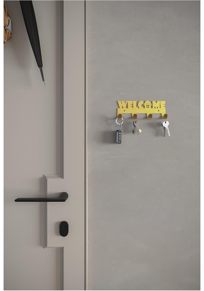 Welcome Metal Anahtar Askısı Modern Dekoratif Anahtar Ve Elbise Askılığı - Gold Diğer