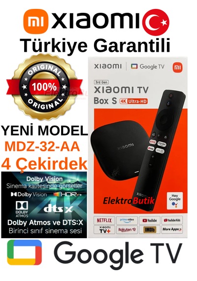 Xiaomi Mi Box S 4k Yeni Nesil Mdz-32-aa 4 Çekirdek Google Tv 3. Nesil Hdr10+ Dts:x Xiaomi Türkiye