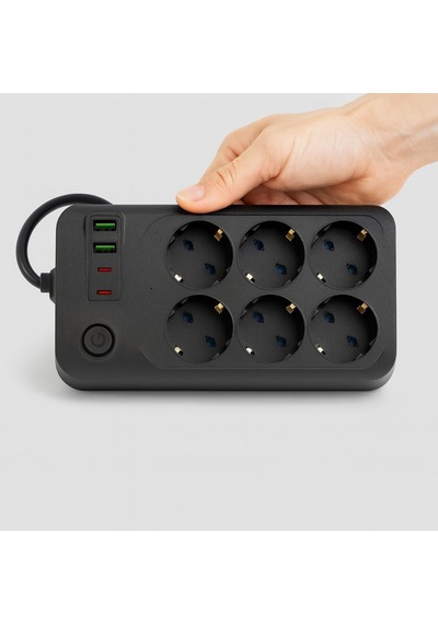 6 Prizli 4 Usb Girişli Akım Korumalı Topraklı Golyat Grup Şarj Fiş Priz 2 Metre Uzatma Kablosu 0
