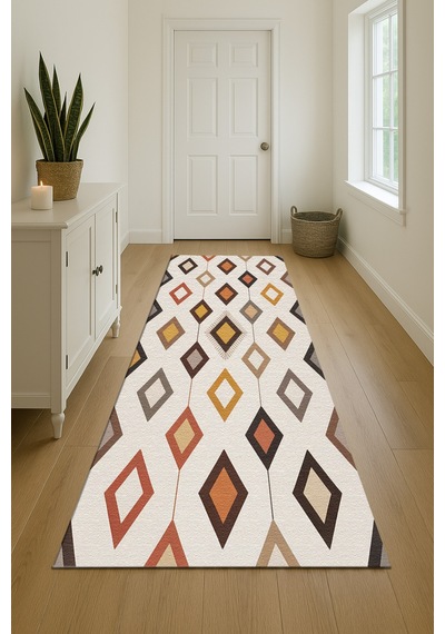 Turkıshrug Kıngdom Çok Renkli Şönil Halı El Halısı Görünümlü Saçaklı Modern Kilim