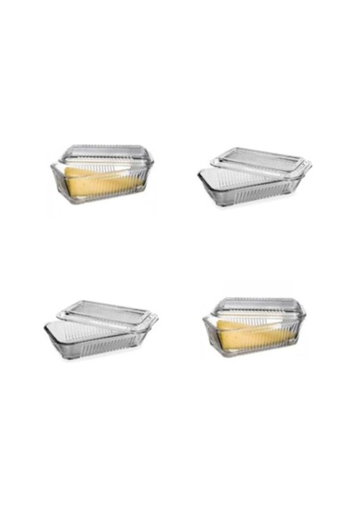 Tr Paşabahçe Tereyağlık Kahvaltılık Cam Saklama Kabı 4'lü Set, 480 Cc, Gri Diğer
