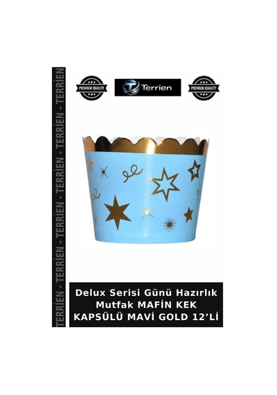 Delux Serisi Günü Hazırlık Mutfak Mafin Kek Kapsülü Mavi Gold 12 Li