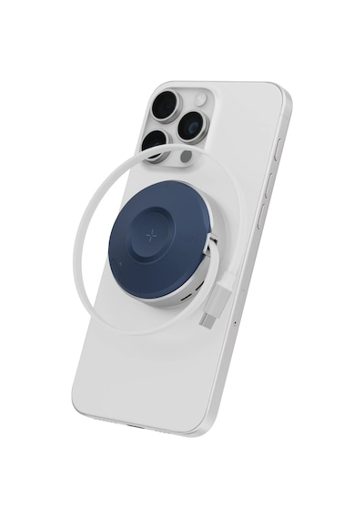 Energea Magduo Arc 2in1 80cm Dahili Kablolu 15w Telefon Saat Hızlı Şarj Standı - Mavi
