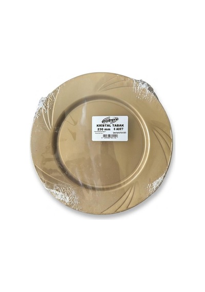 Omeyva Davet Parti Doğum Günü Altın Bronz Renk Sert Plastik Mika Tabak - 23 Cm. - 6 Adetlik Paket
