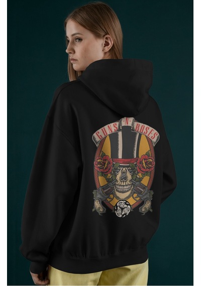 Sevbano Guns N' Roses Rock Metal Müzik Grubu Sırt Baskılı Unisex Oversize Siyah