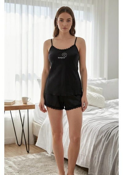 Miressa Askılı Pijama Takımı Siyah