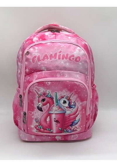 İlkokul Çantası Kız Çocuğu 3'lü Set Pembe İlk Okul Çantası Karakter Baskılı Sarı