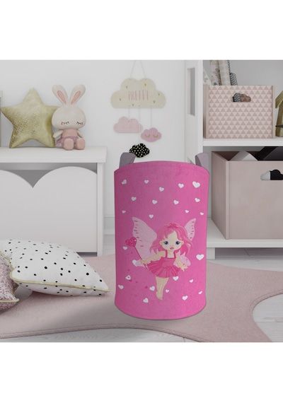 Mekta Home Bebek Ve Çocuk Odası Peri Kız Ve Kalp Desenli Oyuncak Sepeti Renkli Çok Renkli