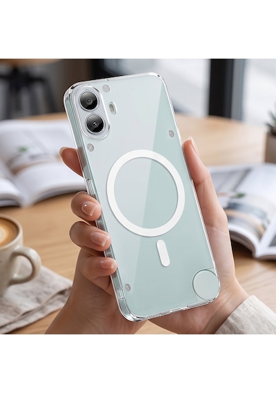 Caseonn Nothing Cmf Phone 1 Kılıf Kablosuz Şarj Özellikli Sararmaz Kristal Sert Kapak Şeffaf