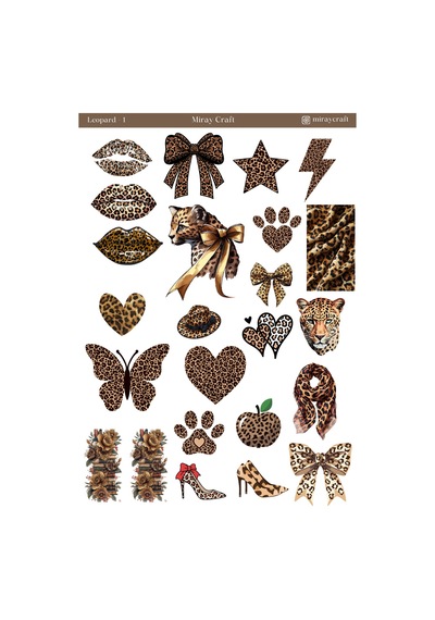 Leopar Temalı Sticker Sayfası Şık & Fashion İllüstrasyonlar 12 17 Cm Diğer