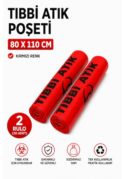 Atık Poşeti 80 110 Cm 2 Rulo 20 Adet