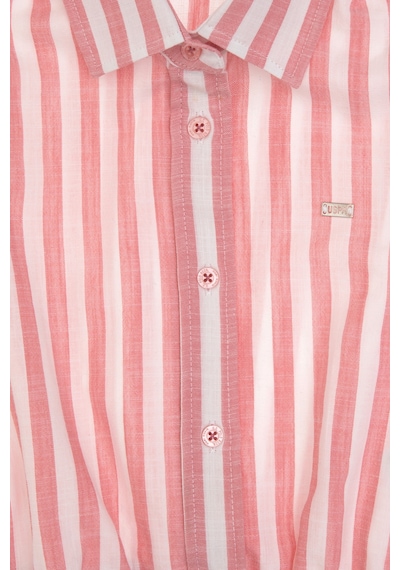 U.S. Polo Assn. Kız Çocuk Pembe Çizgili Kolsuz Gömlek 50306618-VR041