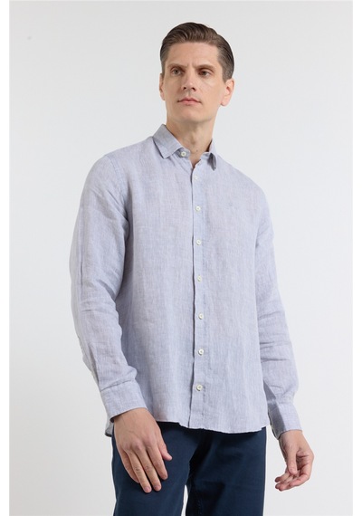 İmza Gri Uzun Kol Cepsiz Slim Fit Pamuk Gömlek 1004260163 L