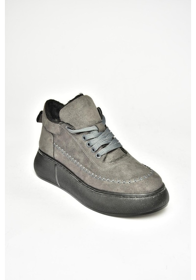 Fox Shoes T811845302 Gri Süet Kalın Tabanlı Kadın Ayakkabı Gri-süet Gri