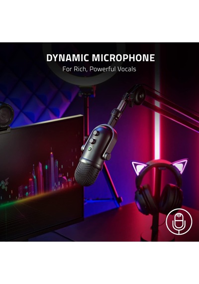 Seiren V2 Pro - Yayıncılar İçin Profesyonel Usb Mikrofon 30 Mm Dinamik Mikrofon, Analog Kazanç Sınırlayıcı, Entegre Doldurma Damperi Ve Ön Cam , Siyah