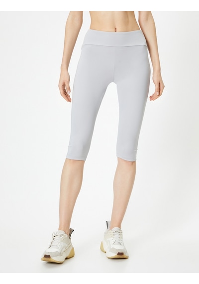 Koton Spor Bermuda Tayt Yüksek Bel Slim Fit Gri 4sak40237nk