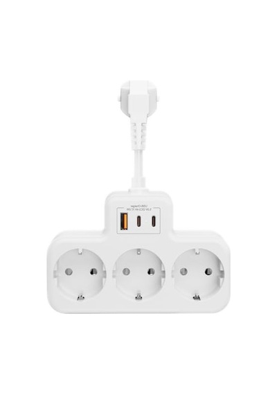Duvar Tipi Priz Çoğaltıcı, 3 Soket, 2 Type-c Ve 1 Usb, 16a, 3680w, Çocuk Güvenlikli