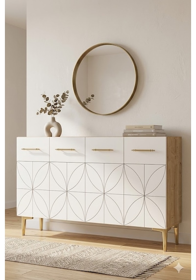 Ka1234dbg Eliz Konsol Ve Tv Sehpası Safirmeşe-beyaz-gold 120cm