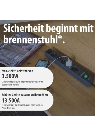 Lexroo Eco-line Çoklu Priz, Yüksek Gerilim Korumalı, Gri, 1159700015 1,5 m