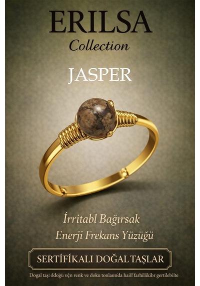 Sertifikalı Sindirim  Yüzüğü Jasper Taşı Ayarlanabilir Go Çok Renkli