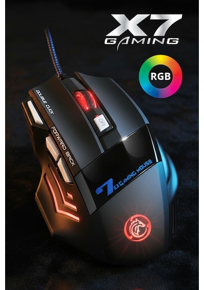 7635 X7 Rgb Led Işıklı Gaming Mouse / 7 Tuşlu Oyuncu Mouse / 800/1200/1600/2400 Dpı / Kumaş Kablo 7635