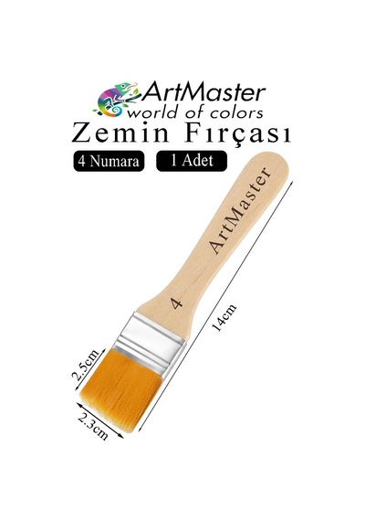 Zemin Fırçası 4 Numara 1 Adet Boya Fırçası Sentetik İpek Uçlu Kıl Akrilik Guaj Yağlı Boya Fırçası Zemin Fırça No:4
