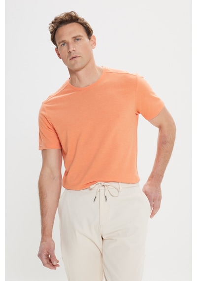 AC&Co / Altınyıldız Classics Erkek Turuncu Slim Fit Dar Kesim Pamuklu Bisiklet Yaka Tişört Turuncu