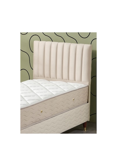 Beehanem Ezgi Sandıklı Baza + Yatak + Başlık Seti 100x200 Geniş Tek Kişilik Krem Ortopedik 3'lü 100 x 200