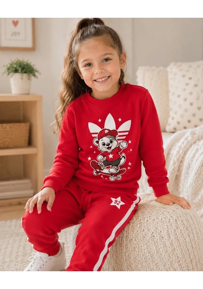 Eray Alp Kids Unisex Çocuk Kırmızı Baskılı Sweatshirt Eşofman Takımı Günlük Rahat Kombin Eray Alp Kids Unisex Çocuk Kırmızı Baskılı Sweatshirt Eşofman Takımı Günlük Rahat Kombin