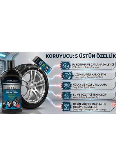 Lastik Parlatıcı Jel, Ultra Siyah Parlaklık, Lastik Süngeri